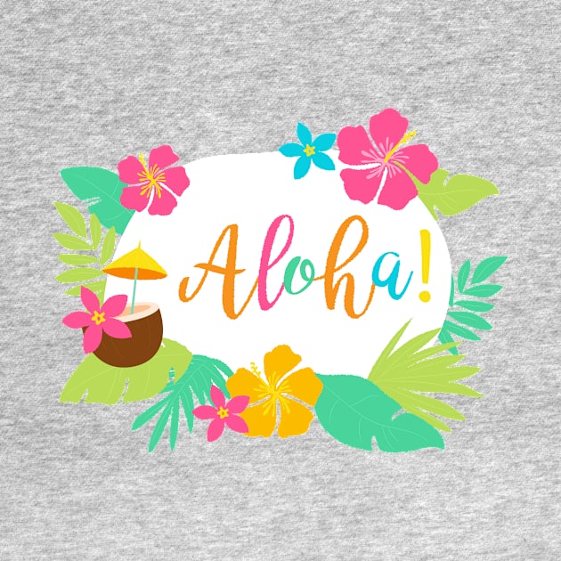 Aloha with Hawaiian Hibiscus Flowers by bluerockproducts